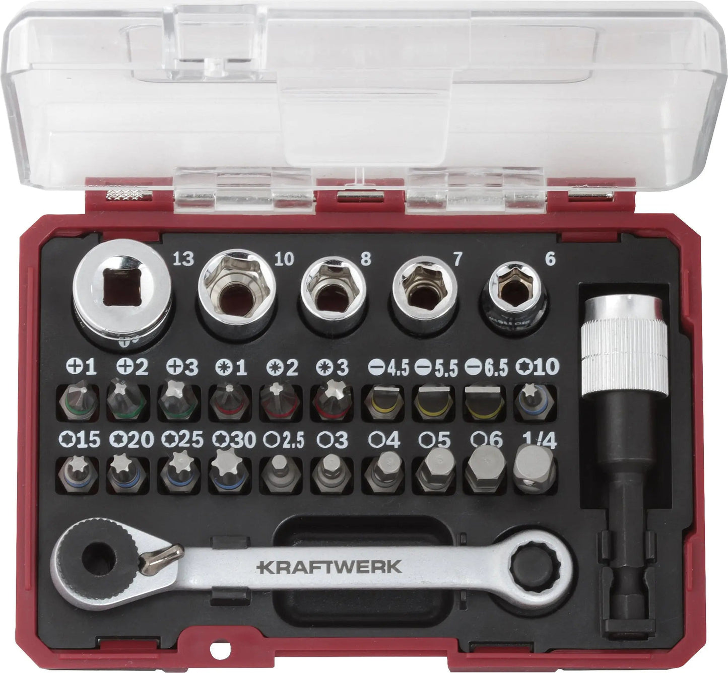 bit box mit mini ratschenschlüssel 1/4" s2 , 27 tlg.