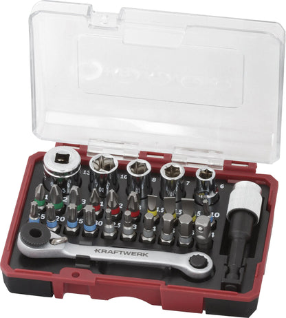 bit box mit mini ratschenschlüssel 1/4" s2 , 27 tlg.